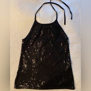 Glittery black sequin halter top, Ann Taylor